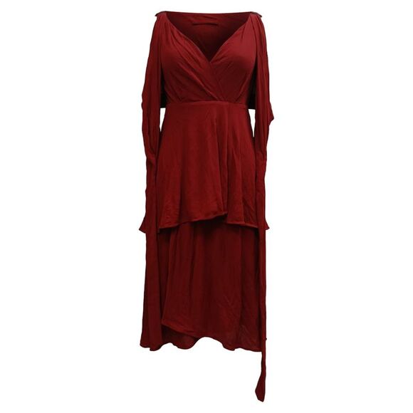 Jean Paul Gaultier Femme Tiered Midi Dress in Red Polyester